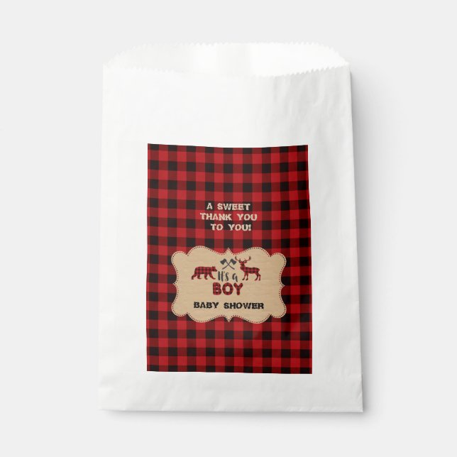 Bolsa De Papel Lumberjack Red Buffalo Little Hunter Baby Shower (Anverso)