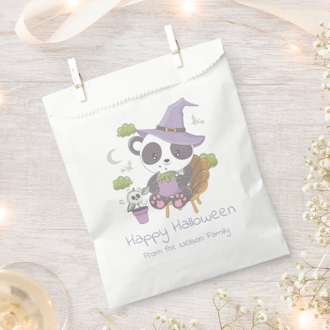 Bolsa De Papel Luna Gorra de Brujas de Panda Feliz Halloween (Cortado)