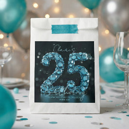 Bolsa De Papel Luxury Glam Teal Blue 3D Bubble Gems 25th Birthday