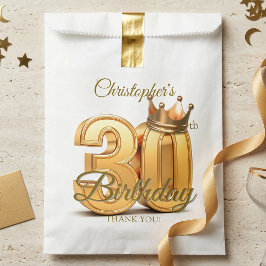 Bolsa De Papel Luxury Gold Crown Royal 30th Birthday Party
