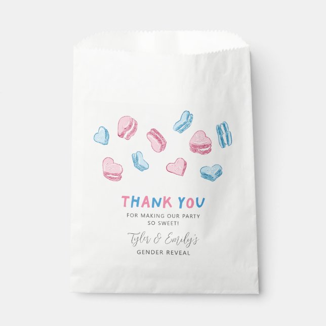 Bolsa De Papel Macarones azules rosados Fiesta de revelación de g (Anverso)