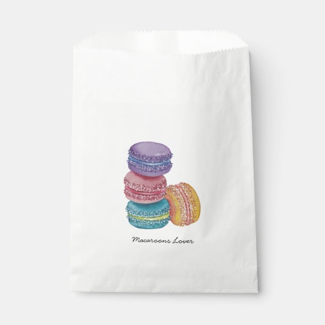 Bolsa De Papel Macarones De Arcoiris Cuidados En Acuarela (Anverso)