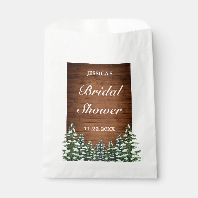 Bolsa De Papel Madera nevada y ducha de novias en el campo de los (Anverso)