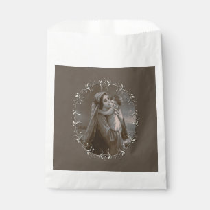 Bolsa De Papel Madonna vintage y niño con marco plateado