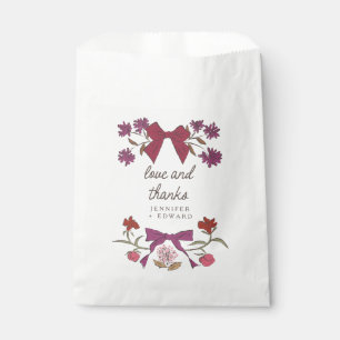 Bolsa De Papel Magenta Bows y Flores Boda Boho