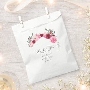 Bolsa De Papel Magenta Rubor Pink Floral Baby Shower Gracias