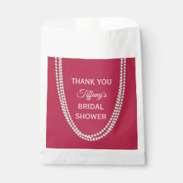 Bolsa De Papel Magenta y Pearls Bridal Shower