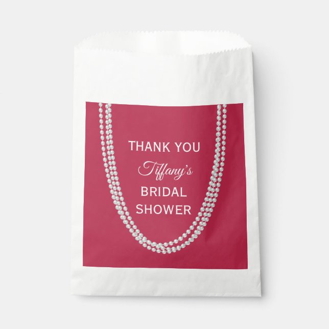Bolsa De Papel Magenta y Pearls Bridal Shower (Anverso)