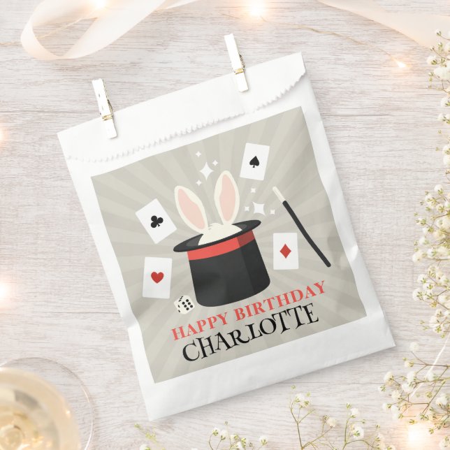 Bolsa De Papel Magic Show Magician Kids Birthday Custom Name (Cortado)