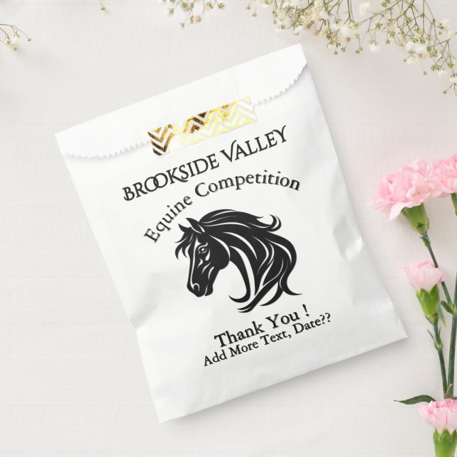 Bolsa De Papel Magnificent Black Horse Head All Custom Text (Sellado)