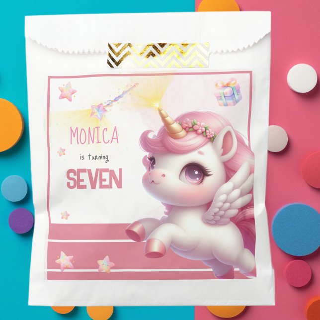 Bolsa De Papel Magnífico cumpleaños de niños de unicornio pastel (Subido por el creador)