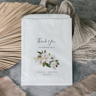 Bolsa De Papel Magnolia elegante Blanco y Rubor Gracias Boda