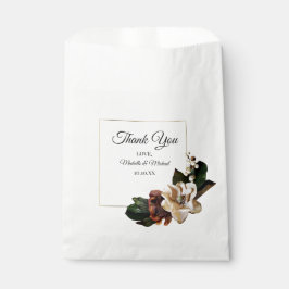 Bolsa De Papel Magnolia Gold y Floral Negra Gracias