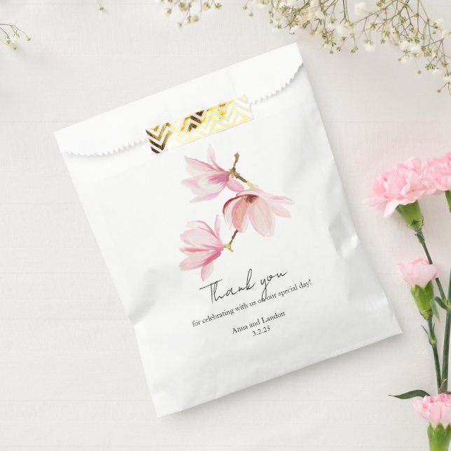 Bolsa De Papel Magnolia romántica acuarela ducha de novia (Sellado)