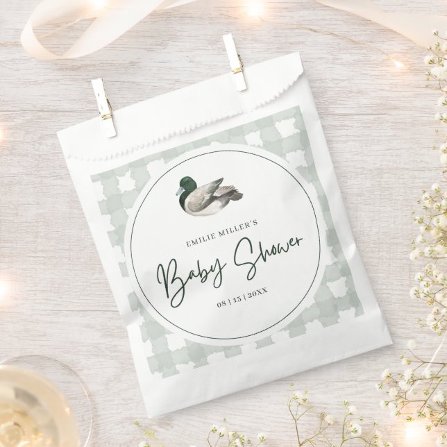 Bolsa De Papel Mallard Duck Baby Shower Gender Neutral Green (Cortado)