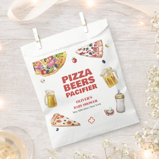 Bolsa De Papel Mama Mia Pizza Beer Pacifier Baby Shower (Cortado)