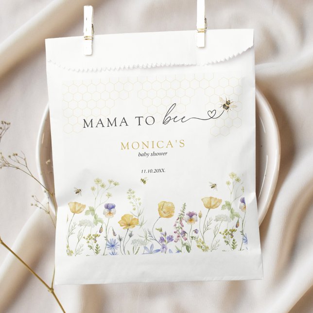 Bolsa De Papel Mama to Bee Wildflower Rustic Garden Baby Shower (mama to bee baby shower favor bags meadow wildflowers )