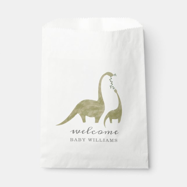 Bolsa De Papel Mamá y bebé Dinosaurio Neutral Baby Shower (Anverso)