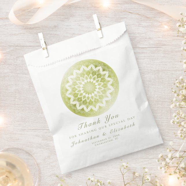 Bolsa De Papel Mandalas de encaje verde para boda (Cortado)
