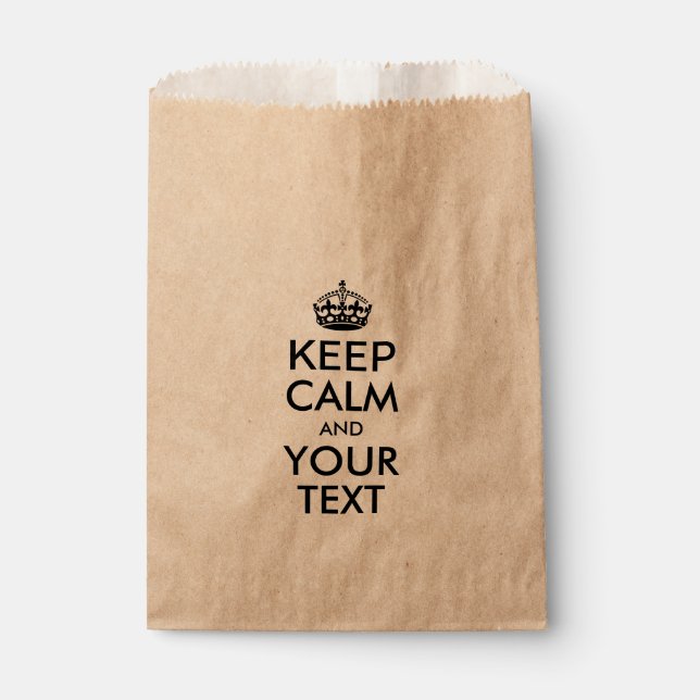 Bolsa De Papel MANTENER CALMA Y TU TEXTO - palabras negras (Anverso)