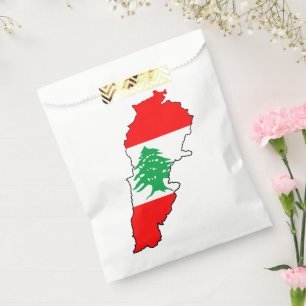 Bolsa De Papel Mapa del Líbano con bandera