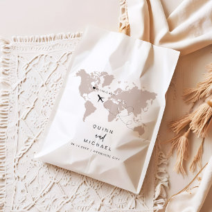 Bolsa De Papel Mapa Mundial de QUINN Destino de Viaje Guardar la