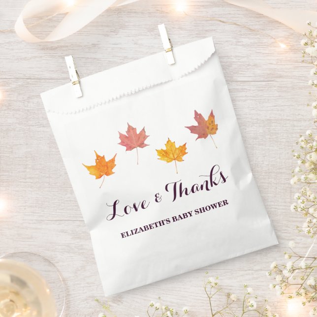 Bolsa De Papel Maple Leaves Cae Baby Shower (Cortado)