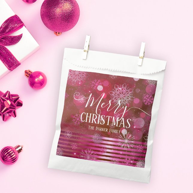 Bolsa De Papel Maravilla de invierno rosa con luces y partículas (Subido por el creador)