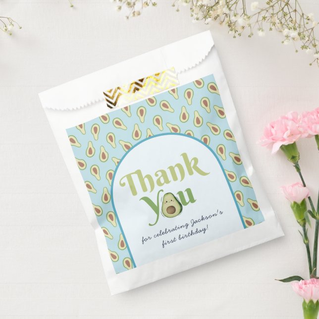 Bolsa De Papel Maravilloso aguacate 1er cumpleaños Tarjeta de agr (Sellado)