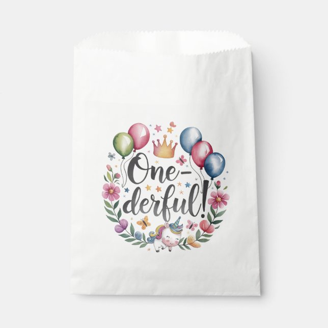 Bolsa De Papel Maravilloso cumpleaños Unicornio acuarela (Anverso)