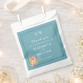 Bolsa De Papel Marco con Rosas, estilo Boda sobre azul retro