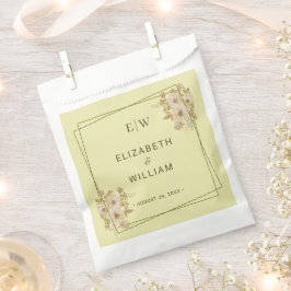 Bolsa De Papel Marco de Rosa – Monograma Celestial Amarillo Boda