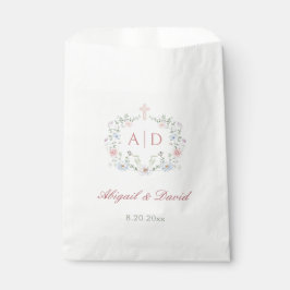 Bolsa De Papel Marco floral Monogramas Bodas religiosos