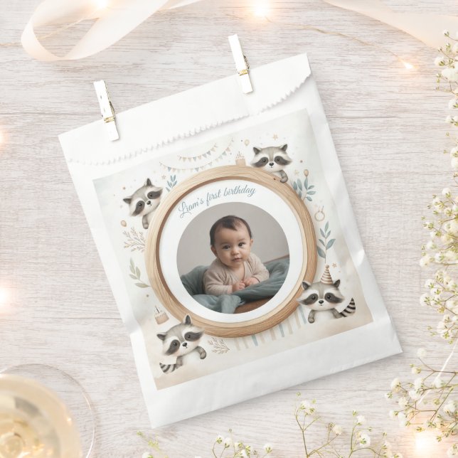 Bolsa De Papel Marco fotográfico de mapache para las fiestas de c (Cortado)