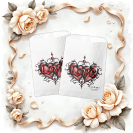 Bolsa De Papel Marco Steampunk con rosas y engranajes rojos