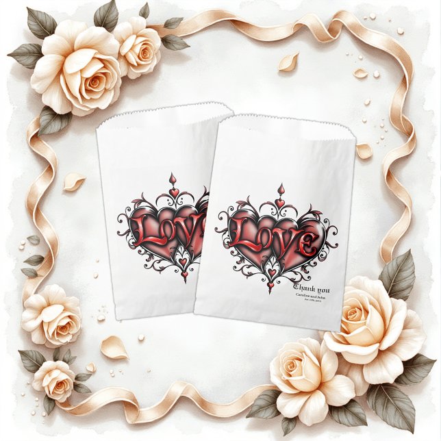 Bolsa De Papel Marco Steampunk con rosas y engranajes rojos (Subido por el creador)