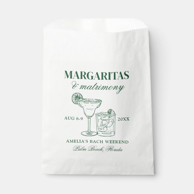Bolsa De Papel Margaritas y Matrimonia Bachelorette Weekend (Anverso)