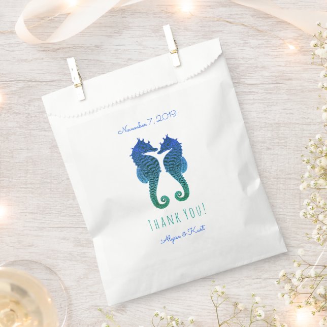 Bolsa De Papel Marinales Blue Green Beach Wedding Favor (Cortado)