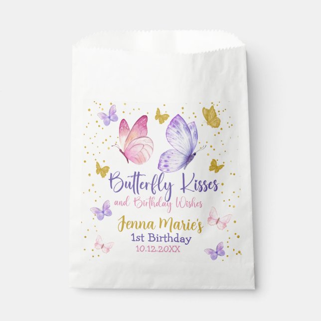 BOLSA DE PAPEL MARIPOLA DE BOTTERFLY KISSES PINK & PURPLE PRIMER  (Anverso)