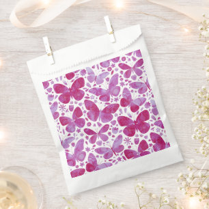Bolsa De Papel Mariposa acuarela Magenta rosa