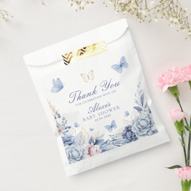 Bolsa De Papel Mariposa Azul Gracias Muchacho Baby Shower (Sellado)