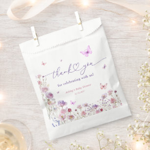 Bolsa De Papel Mariposa Meadow Wildflowers Baby Shower Gracias
