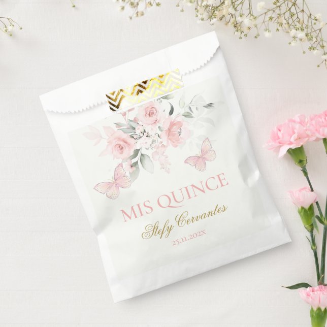 Bolsa De Papel Mariposa rosa Quinceañera (Sellado)