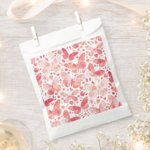 Bolsa De Papel Mariposas Acuarela Coral Rosa