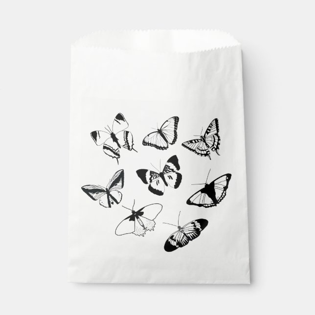 Bolsa De Papel Mariposas blancas y negras (Anverso)