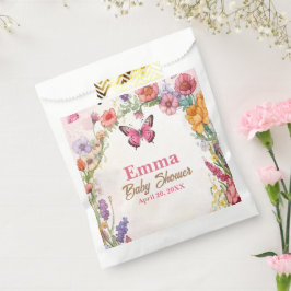 Bolsa De Papel Mariposas rosadas Jardín floral Baby Shower