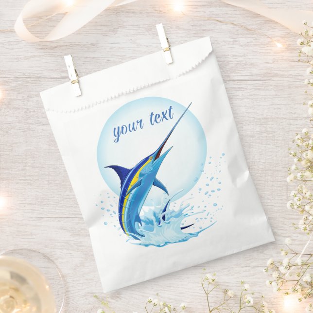 Bolsa De Papel Marlín Azul Saltando del Océano (Cortado)
