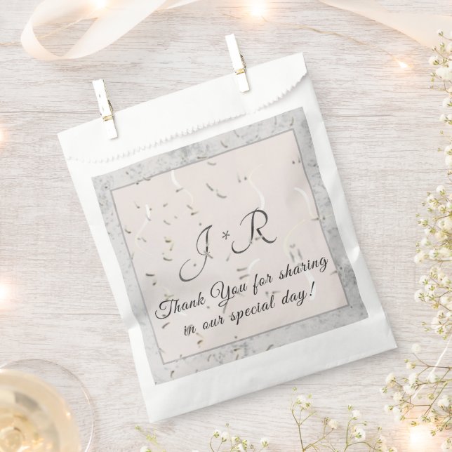 Bolsa De Papel Mármol gris y melocotón monogramado (Cortado)