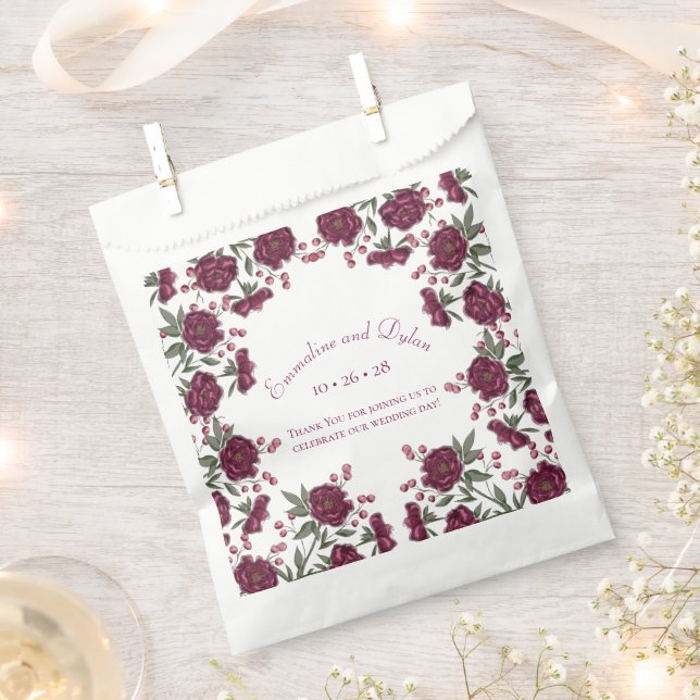 Bolsa De Papel Maroon Rose Wedding (Cortado)