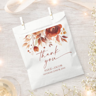 Bolsa De Papel Marrón Floral Flor Flor de Bodas Oxidado Borgoña